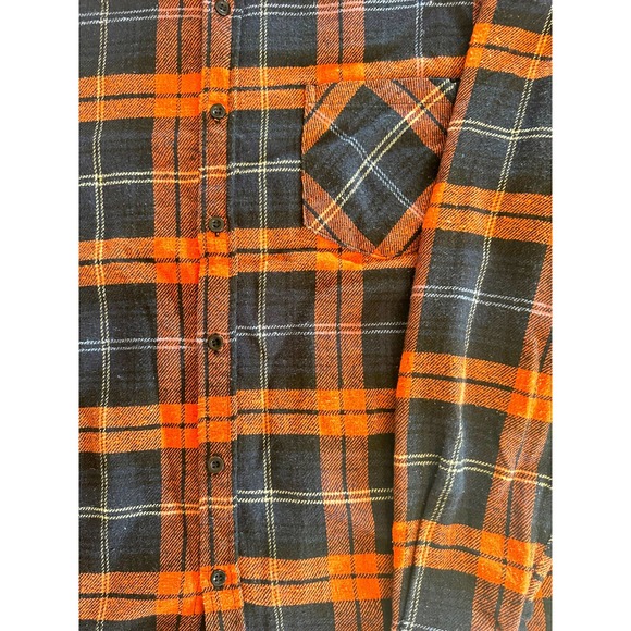 MEN’S-Stein Mart-Orange and Blue Flannel Button Down-Size US L - Picture 9 of 12